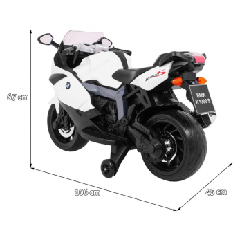 Motor na akumulator BMW K1300S dla dzieci Biały + Kółka pomocnicze + Dźwięki Światła + Wolny Start