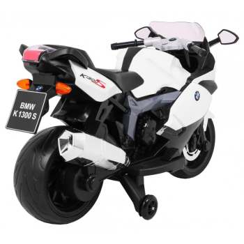 Motor na akumulator BMW K1300S dla dzieci Biały + Kółka pomocnicze + Dźwięki Światła + Wolny Start