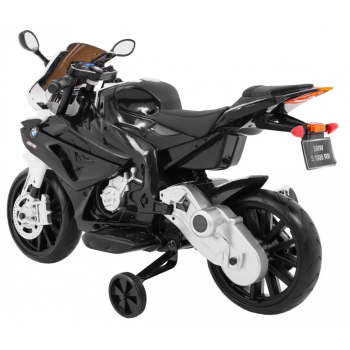 Motor na akumulator BMW S1000 RR dla dzieci Czarny + Kółeczka pomocnicze + Nóżka podpórka