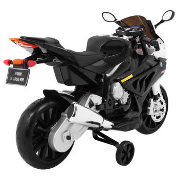 Motor na akumulator BMW S1000 RR dla dzieci Czarny + Kółeczka pomocnicze + Nóżka podpórka