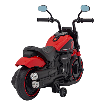 Motorek Chopper FASTER na akumulator dla dzieci Czerwony + Radio FM + Panel audio + LED