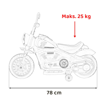 Motorek Chopper FASTER na akumulator dla dzieci Szary + Radio FM + Panel audio + LED