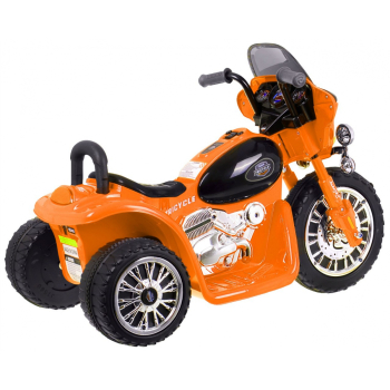 Motorek Chopper na akumulator dla dzieci Pomarańczowy + 3 koła + Dźwięki + Światła LED