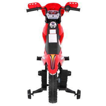 Motorek Cross dla dzieci Pojazd na akumulator Czerwony + Pomocnicze kółka + Dźwięki LED