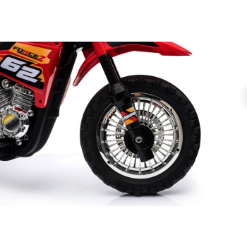 Motorek Cross dla dzieci Pojazd na akumulator Czerwony + Pomocnicze kółka + Dźwięki LED