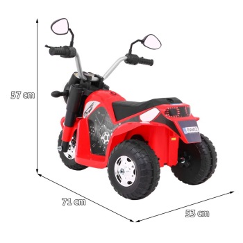 Motorek MiniBike na akumulator dla dzieci Czerwony + Dźwięki + Światła LED + Ekoskóra