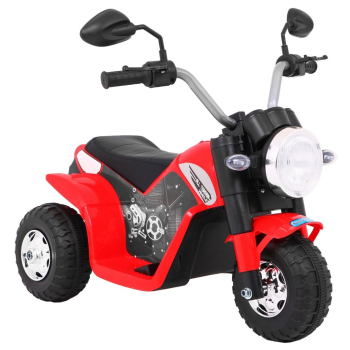 Motorek MiniBike na akumulator dla dzieci Czerwony + Dźwięki + Światła LED + Ekoskóra