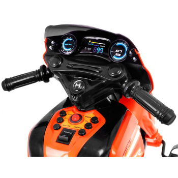 Pchaczyk Rowerek Motorek elektryczny 3w1 dla dzieci Pomarańczowy + Piankowa poręcz + Audio LED