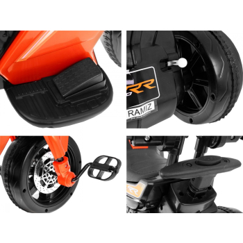 Pchaczyk Rowerek Motorek elektryczny 3w1 dla dzieci Pomarańczowy + Piankowa poręcz + Audio LED