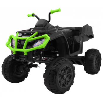 Quad XL ATV na akumulator dla dzieci Czarno-Zielony + Napęd 4x4 + Bagażnik + Wolny Start + EVA + Audio LED