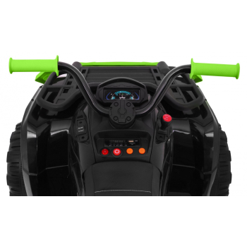 Quad XL ATV na akumulator dla dzieci Czarno-Zielony + Napęd 4x4 + Bagażnik + Wolny Start + EVA + Audio LED