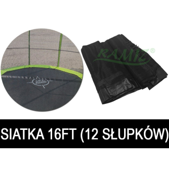 Siatka ochronna SkyRamiz Czarny do trampoliny ogrodowej 487cm/16FT 12 tuneli na słupki