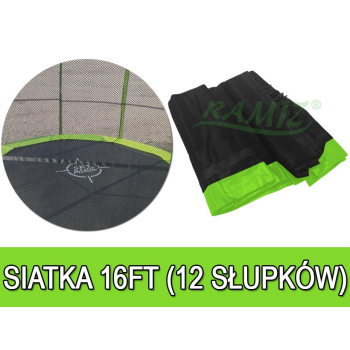 Siatka ochronna SkyRamiz Zielony do trampoliny ogrodowej 487cm/16FT 12 tuneli na słupki