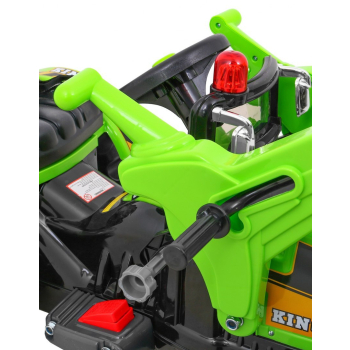 Spychacz na akumulator dla dzieci Traktor Zielony + Ruchoma łyżka + Trąbka + Pasy + 2 prędkości