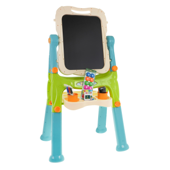 Tablica 2w1 magnetyczno-kredowa dla dzieci 3+ Akcesoria + Regulacja wysokości + Taboret + Półka + Pisaki Kreda