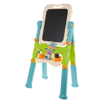 Tablica 2w1 magnetyczno-kredowa dla dzieci 3+ Akcesoria + Regulacja wysokości + Taboret + Półka + Pisaki Kreda
