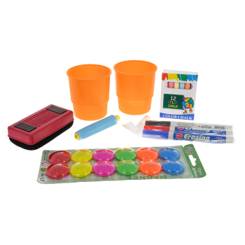 Tablica 2w1 magnetyczno-kredowa dla dzieci 3+ Akcesoria + Regulacja wysokości + Taboret + Półka + Pisaki Kreda