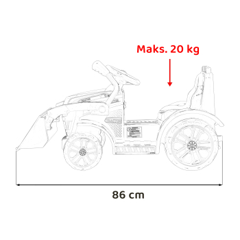 Traktor Spychacz G320 dla najmłodszych dzieci Żółty + Ruchoma łyżka + Melodie + Klakson + Światła LED