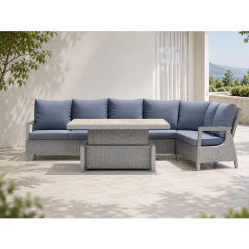 Zestaw mebli ogrodowych Royal Comfort techorattan szary + Duży Narożnik + Regulowany Stół + 13 Poduszek