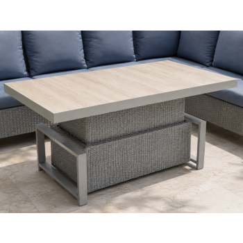 Zestaw mebli ogrodowych Royal Comfort techorattan szary + Duży Narożnik + Regulowany Stół + 13 Poduszek