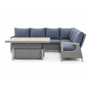 Zestaw mebli ogrodowych Royal Comfort techorattan szary + Duży Narożnik + Regulowany Stół + 13 Poduszek