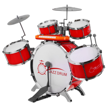 Zestaw muzyczny Perkusja + Keyboard + Mikrofon dla dzieci 3+ czerwony Dźwięki Światła