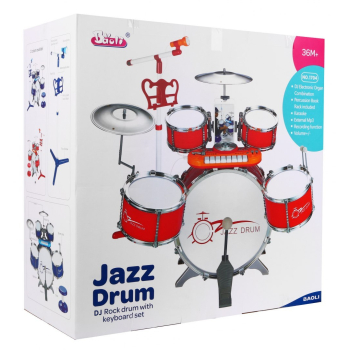 Zestaw muzyczny Perkusja + Keyboard + Mikrofon dla dzieci 3+ czerwony Dźwięki Światła