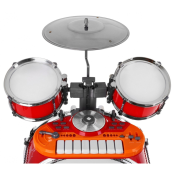 Zestaw muzyczny Perkusja + Keyboard + Mikrofon dla dzieci 3+ czerwony Dźwięki Światła