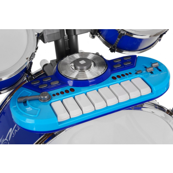 Zestaw muzyczny Perkusja + Keyboard + Mikrofon dla dzieci 3+ niebieski Dźwięki Światła